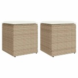 Gossi scaune de gradina cu perne 2 buc bej 40x40x43 cm poly ratan