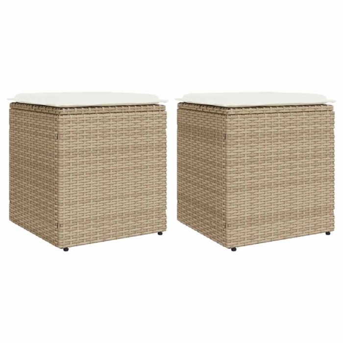 Gossi scaune de gradina cu perne 2 buc bej 40x40x43 cm poly ratan