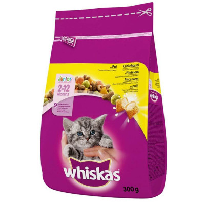 Hrana Uscata cu Pui pentru Pisici WHISKAS Junior, 300 g, Hrana Pisici Junior, Mancare pentru Pisici Junior, Crochete pentru Pisici, Whiskas Hrana Usca foto