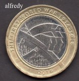 Anglia, Marea Britanie, 2016 2 Pounds, Comemorativa, WW I