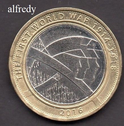 Anglia, Marea Britanie, 2016 2 Pounds, Comemorativa, WW I