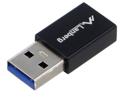 Adaptor USB 3.1 A la C, mufă USB A, soclu nichelat negru foto