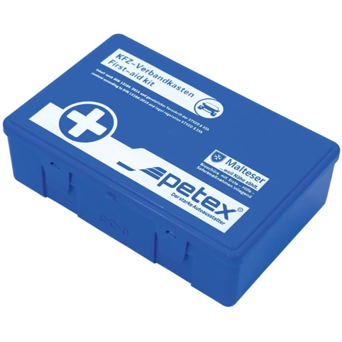 Trusa sanitara auto Petex conforma DIN 13164, cutie plastic albastra