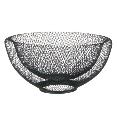 Fructieră Metalică, Model Plasă, Diametru 30 cm, &amp;Icirc;nălțime 15 cm, Negru foto