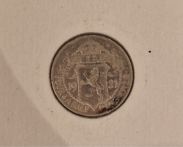 Cyprus, Cipru, 4 1/2 piastres 1921, KM#15, argint