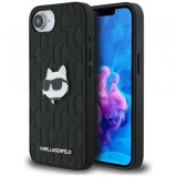 Husa pentru Apple iPhone 16e, Karl Lagerfeld, Monogram Choupette&#039;s Head, Neagra
