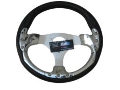 Volan sport cromat cu claxon pe mijloc