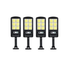 Set 4 lampi solare,120 LED, 6 COB, 90W, cu senzor de miscare, suport prindere inclus si telecomanda