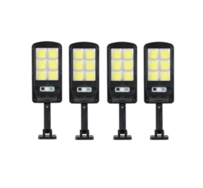 Set 4 lampi solare,120 LED, 6 COB, 90W, cu senzor de miscare, suport prindere inclus si telecomanda foto
