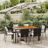 VidaXL Set mobilier de grădină cu perne, 7 piese, negru, poliratan