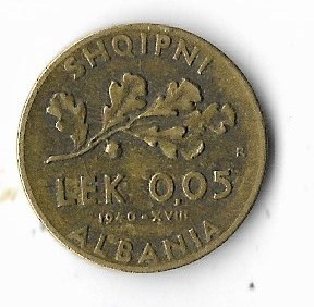 Moneda 0,05 lek 1940 - Albania foto