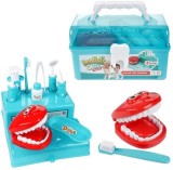 Set de joaca trusa doctor dentist stomatolog in valiza cu accesorii 10 piese 13x21 cm
