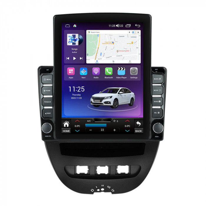 Navigatie dedicata cu Android Peugeot 107 2005 - 2014, 8GB RAM, Radio GPS Dual