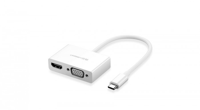 Convertor video adaptor Ugreen USB tip C - HDMI / VGA, alb (MM123)