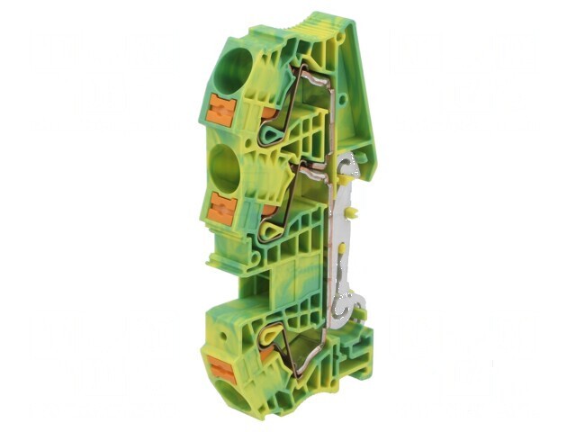 Conector &icirc;mbinare pentru șine 0,5&divide;25mm&sup2;, 1 pistă, 3 borne, galben-verde