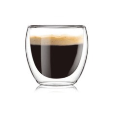 Set cesti cafea termice cu pereti dubli Koken strat protector, din sticla borosilicata, 100 ml, Transparent - 1 x Cana