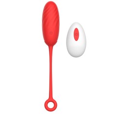 Ou Vibrator Pearl Love Egg, 10 Moduri Vibratii, Remote Control, Silicon, USB, Rosu, 19.5 cm, Guilty Toys, Sexxify