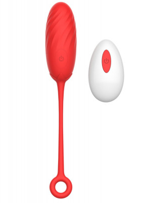 Ou Vibrator Pearl Love Egg, 10 Moduri Vibratii, Remote Control, Silicon, USB, Rosu, 19.5 cm, Guilty Toys, Sexxify foto