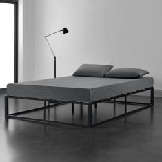 [en.casa]? Pat rama metalica Vest, 200cm x 160cm, otel, negru, pentru 2 persoane HausGarden Leisure foto