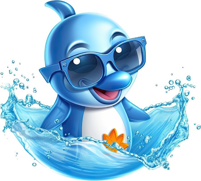 Sticker decorativ, Delfin, Albastru, 66 cm, 1352STK-5