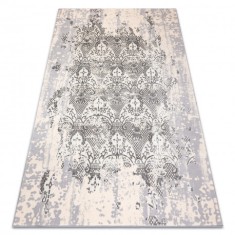 Covor CORE W3824 Ornament Vintage - structural, două niveluri de l&acirc;nă, cremă / gri, 80x150 cm