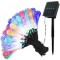 Instalatie solara 6 m, 28 led-uri cu ornament tip picatura de apa, liniara, fir negru, multicolor
