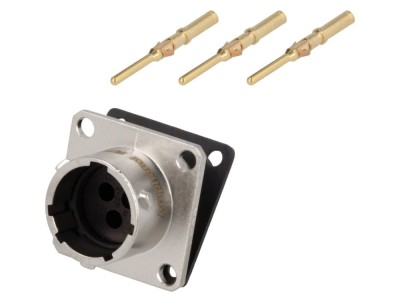 Conector circular soclu 3 pini crimpat foto