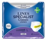 Scutece pentru adulti tip chilot Lines Specialist Classic Maxi, 8 picaturi, marimea L, 14 bucati, unisex