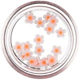 Cumpara ieftin Flori, felii fimo nail art - albe cu centru portocaliu neon