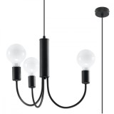 Candelabru Mic Negru Din Oțel Cu 3 Becuri Neregulate Modern De Interior