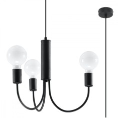 Candelabru Mic Negru Din Oțel Cu 3 Becuri Neregulate Modern De Interior