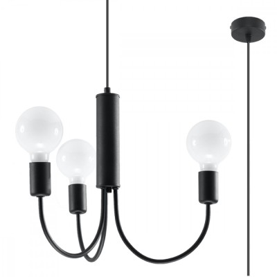 Candelabru Mic Negru Din Oțel Cu 3 Becuri Neregulate Modern De Interior foto