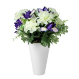 Buchet Flori Artificiale, Model Mov, Ghiveci Alb, Dimensiuni 20x32cm, Oem