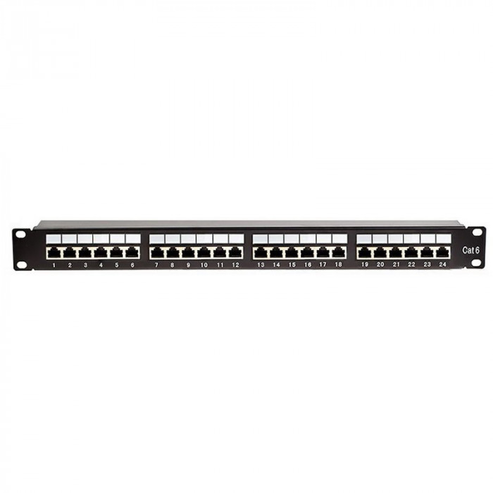 Patch panel 24 porturi RJ45 UTP cat5E montabil in rack 19&quot; 1U sertizare Krone 110 PBPP02A-CAT5E