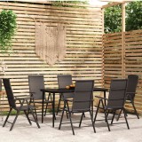 vidaXL Set de mobilier pentru grădină, 7 piese, negru