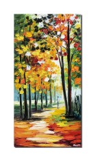 Tablou pictat manual hol, living, dormitor, Aleea in parc , 80x40cm ulei pe panza in cutit efect 3D foto