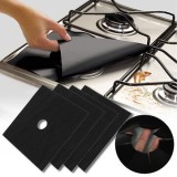 Set 4 Folii Protectie Premium Plita Aragaz, Reutilizabile, Antiaderente, Rezistente Caldura 260&deg;C, Usor de Curatat, Negru