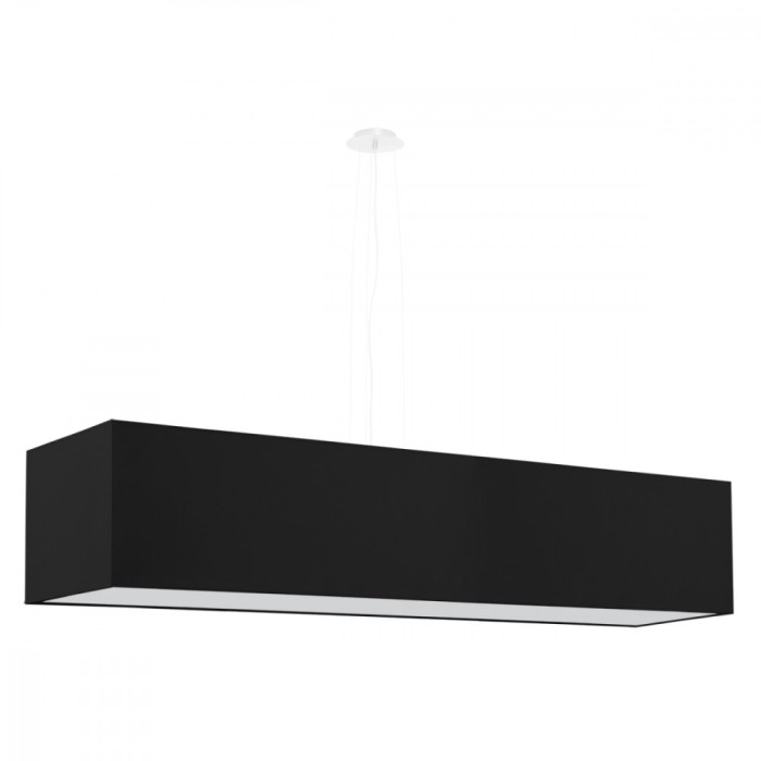 Candelabru Santa Negru, Țesătură/Sticlă/Oțel, 5 Becuri Dreptunghiulare Minimalist De Interior.