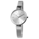 Cumpara ieftin Ceas dama, argintiu 21,5 cm cu bratara mesh din otel inoxidabil 10 mm, carcasa subtire 32 mm, quartz japonez VJ20, sticla minerala, 3 bar