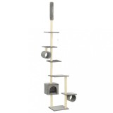 Cumpara ieftin Ansamblu pisici, stalpi funie sisal, 260 cm Gri