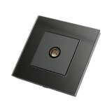 Cumpara ieftin Priza TV neagra 86 x 86 mm cu rama din sticla, conector antena coaxial si montaj incastrat pentru perete