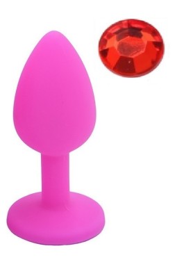 Dop Anal Silicone Buttplug, Medium, Roz/Rosu, Guilty Toys foto