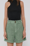 GAP Pantaloni scurți femei, culoarea verde, material neted, high waist