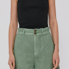 GAP Pantaloni scurți femei, culoarea verde, material neted, high waist