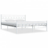 Cadru de pat, alb, 140 x 200 cm, metal, Cires, Dublu, Cu polite semirotunde, vidaXL