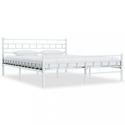 Cadru de pat, alb, 200 x 200 cm, metal foto