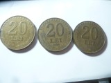 3 Monede 20 lei 1994 , bronz , 2Xcal. Buna, 1cal.slaba