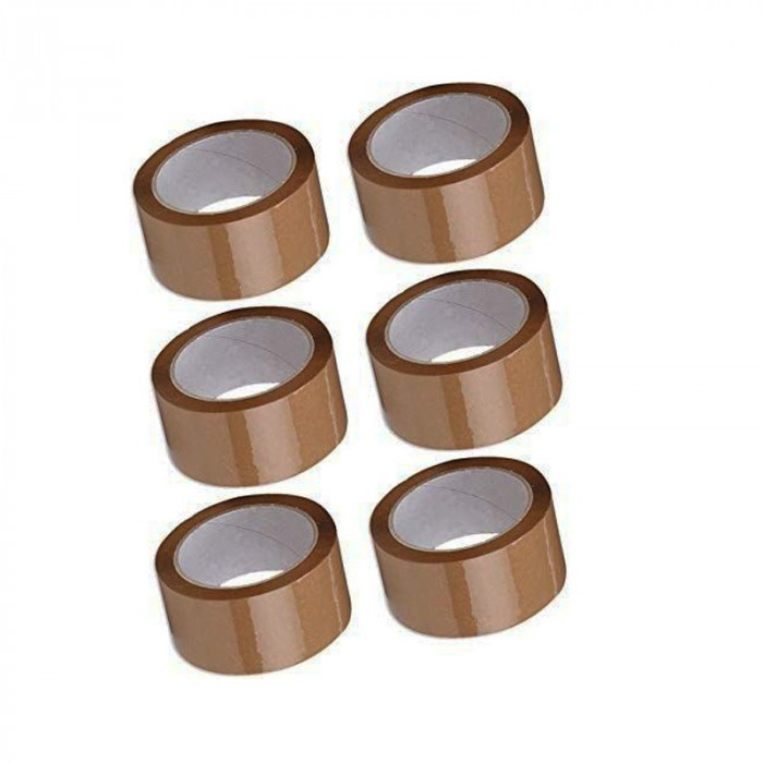 Banda adeziva solvent, scoth pentru ambalare, rola 48 mm x 60 m, maro, set 6 buc