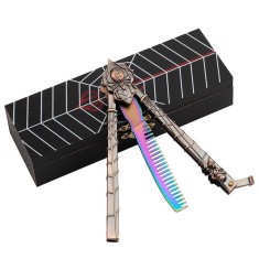 Briceag de antrenament IdeallStore&reg;, Spider King, model piaptan, 22.5 cm, multicolor, cutie lemn