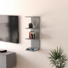 Raft de perete Surahammar gri cu 4 polite, 95x30x28 cm, [en.casa]